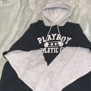 It’s a pacsun playboy bunny hoodie in black and grey it is a size medium